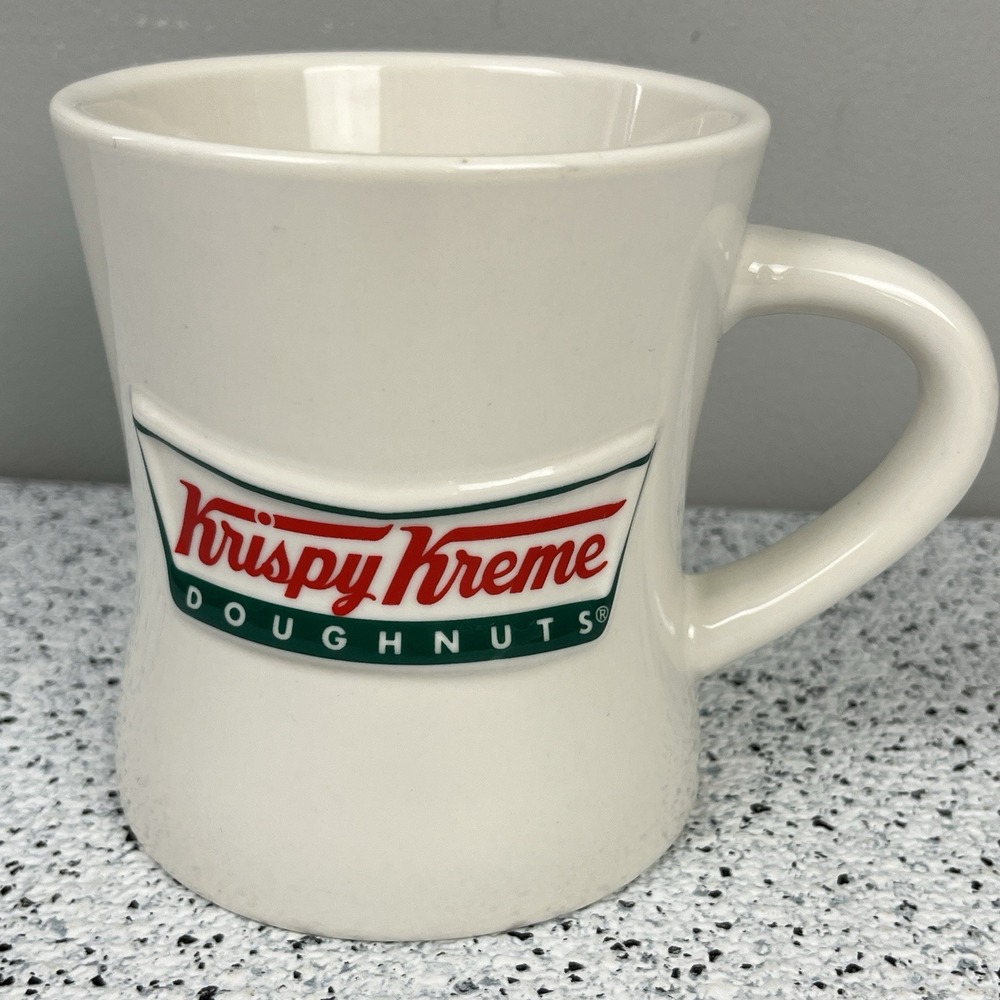 Krispy Kreme Doughnuts Coffee Mug 3D Raised Logo White Ceramic